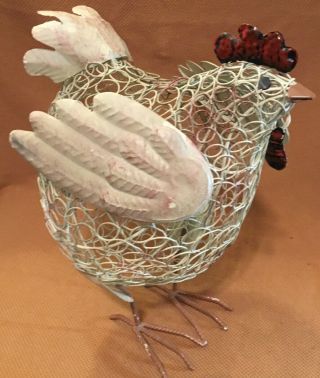 Folk Art Chicken/rooster Decoration Metal Wire Frame & Wire Mesh 13 "