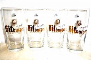 4 Bitburger Brauerei Bitburg Bitte Ein Bit 0.  3l German Beer Glasses