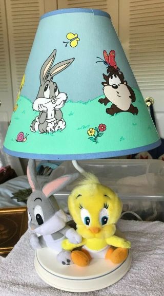 Vintage Baby Looney Tunes Lamp Plush Buggs Bunny And Tweety.