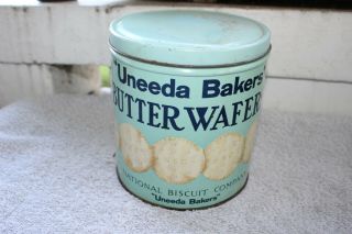 Antique Vintage Uneeda Bakers Butter Wafers Cookies Metal Tin Metal Can Sign