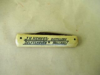 Vintage J H Henkes Delfshaven Advertising Pocket Knife Twice Blades Holland F