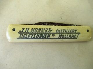Vintage J H Henkes Delfshaven Advertising Pocket Knife Twice Blades Holland F 3