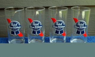 4 Pabst Blue Ribbon 6 Oz.  Taster Glasses.  Four Pbr Glasses