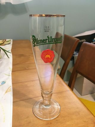 Pilsner Urquell Logo Beer Glass Rastal 0.  3 L Gold Rimmed Germany Vidrio Pilsner
