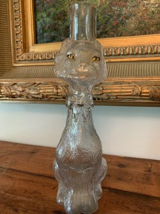 Cambridge Glass Large Cat Candy Container Or Whisky Bottle