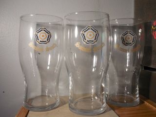 3 Samuel Smith British Craft Beer - - Pint Glass - - Flower Logo Pre Owned