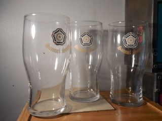 3 SAMUEL SMITH British Craft Beer - - Pint Glass - - Flower Logo pre owned 2