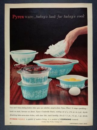 1960 Pyrex Cinderella Bowls & Dishes Color Photo Vintage Print Ad