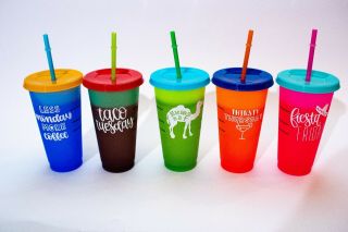 Color Changing Cups | Days Of The Week | 5 Pack W/ Lids,  Straws Starbucks - Style
