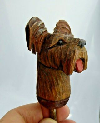 Art Deco Carved Wood Terrier Dog Corkscrew Black Forest / Anri Comical Wooden 2