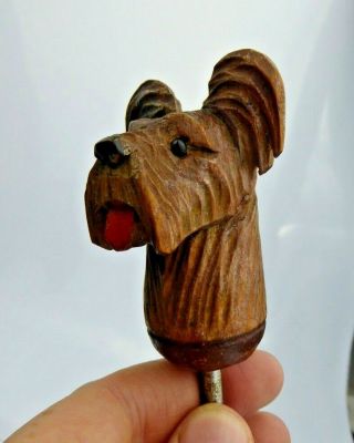Art Deco Carved Wood Terrier Dog Corkscrew Black Forest / Anri Comical Wooden 3