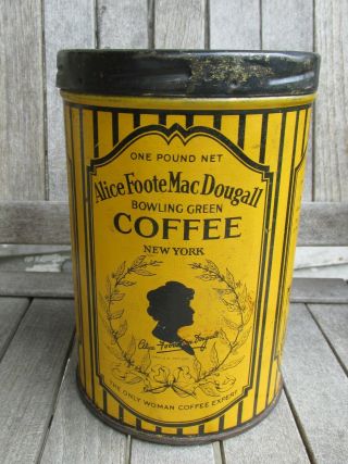 Vintage 1 Pound Bowling Green Coffee Tin Alice Foote Macdougall