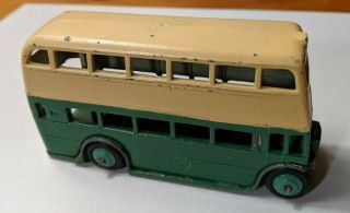 (Meccano) Dinky Toys Double Deck Bus,  29c,  early 1950s,  Cream & Green color 5