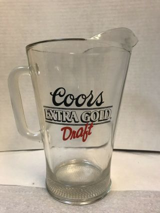 Vintage Coors Extra Gold Draft Glass Beer Pitcher
