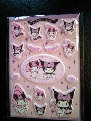 Sanrio My Melody & Kuromi Too Cute ♡ Gothic And Lolita Seals Stickers Fluffy
