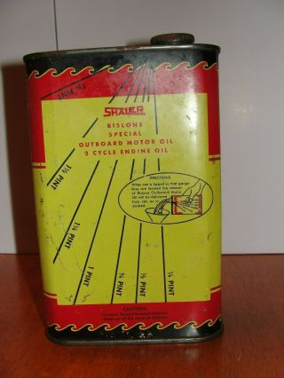 Vintage Rislone Outboard/2 Cycle Motor Oil Advertising Tin Can Canco Shaler - EUC 3