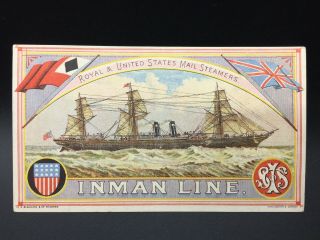 Inman Line Steamship Advertising Trade Card,  York & Liverpool