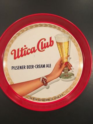 Vintage Metal Utica Club Pilsener Beer Cream Ale Tray,  The West End Brewing Co.