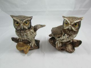 Vintage Homco Ceramic Owls 1114 - - Made In Taiwan