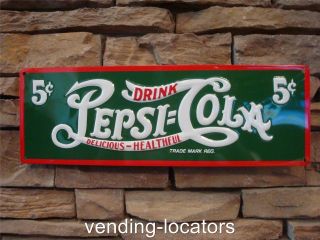 Pepsi Cola Metal Embossed Sign Advertising Double Dot Bottle Cooler Button