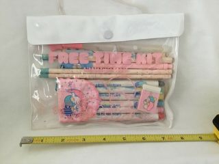 Vintage Sanrio1976 Twin Stars Freetime Kit Pens Pencils Eraser Notebook Glue Etc