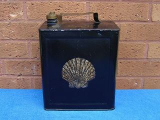 Early Vintage Shell 2 Gallon Petrol Oil Fuel Can C1920s
