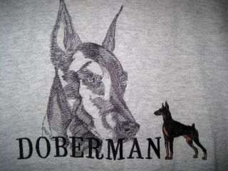 Doberman Pinscher Embroidered T - Shirt Dobie Dog Short Sleeve Adult Large Gildan
