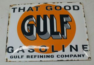 Gulf Oil Vintage Style Porcelain Signs Gas Pump Man Cave Station