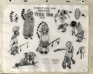 Walt Disney Model Sheet Animation Art - Peter Pan Indian Characters