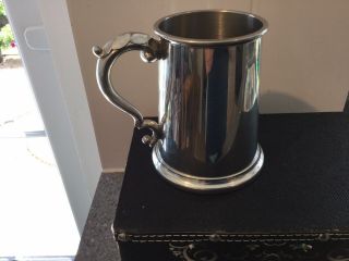 Pewter Tankard Double Glass Bottom Has 1927 Silver Shillng Press Gang Style