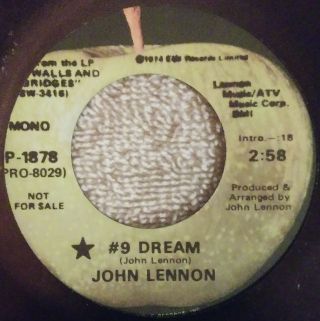 (45 Rare M/s Promo) (hear) John Lennon (beatles) - " 9 Dream " - Pop Rock (1974)