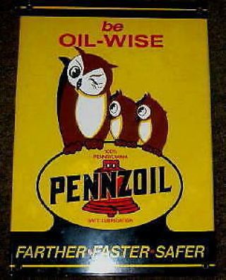 Pennzoil Oil - Wise Porcelain Overlay Metal Sign Nr