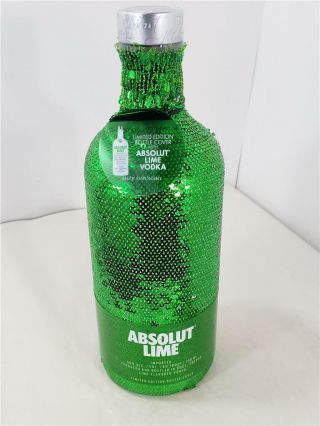 Absolut Vodka Lime Green & Silver Sequin Bottle Cover 750ml 2018 Limited Edition
