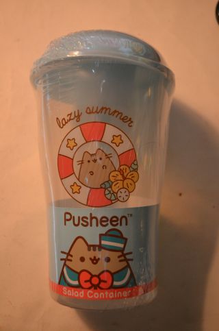 Pusheen Summer 2019 Box Exclusive Salad Container With Fork And Dressing Cup