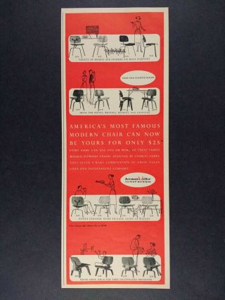 1952 Eames Molded Plywood Chairs Dcm Dcw Lcm Lcw Herman Miller Vintage Print Ad