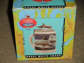 1995 Great White Shark Lidded Stein Anheuser - Busch Sea World