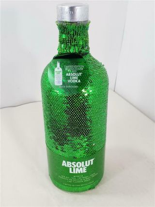 Absolut Vodka Lime Green & Silver Sequin Bottle Cover 750ml 2018 Limited Ed