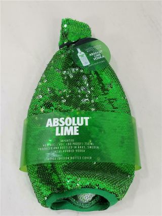 ABSOLUT VODKA Lime Green & Silver Sequin Bottle Cover 750ml 2018 Limited Ed 5