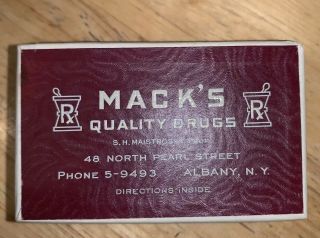 Vintage Mack Pharmacy Box 1938 North Pearl Street Albany Ny
