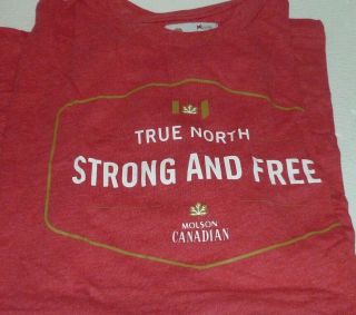 Molson Canadian Shirt Size Large Red Promo Advertising Beer Tshirt Tee