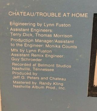 CHATEAU Trouble At Home LP RECORD Chateau 1979 PRIVATE PRESS Texas MAC MILLER 5