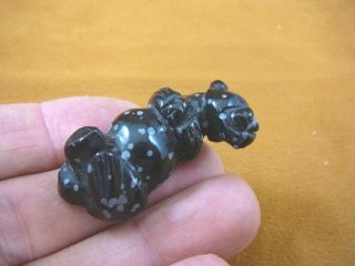 (y - Ott - La - 554) Little Sea Otter Black Gray Carving Figurine Marine River Otters