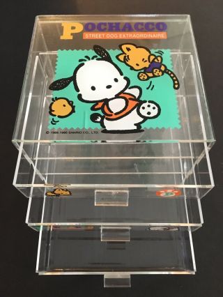 Vintage Sanrio Pochacco Clear Plastic Acrylic Drawer Storage Box Sanrio Trinket