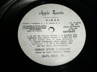 RINGO STARR Ringo RARE URUGUAY LP SPANISH TITLES THE BEATLES APPLE JOHN LENNON 4