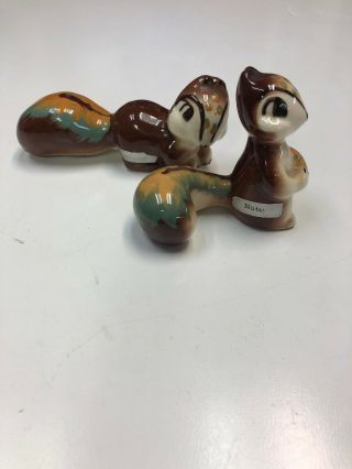 Vtg Robert Simmons Glossy Brown Squirrel Figurines Whisky & Nutsy
