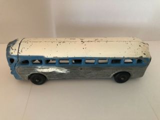 Vintage Cast Metal 9 1/8 Inch Greyhound Bus - Realistic Toy Co