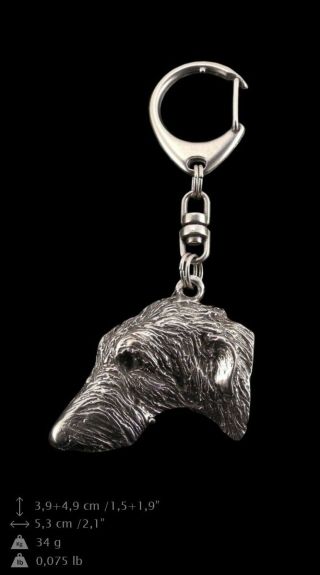 Scottish Deerhound Keyring Silver Plated,  Solid Keychain,  Key Ring With Dog Usa