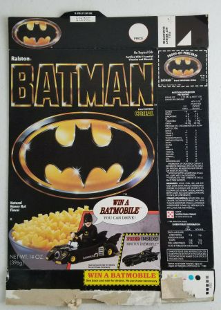 Ralston Batman Cereal Box 1989 14 Oz.  Empty And Flattened Batmobile Variation