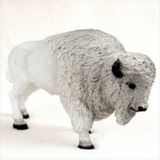 Buffalo White Bison Hand Painted Figurine Animal Statue Resin Collectible