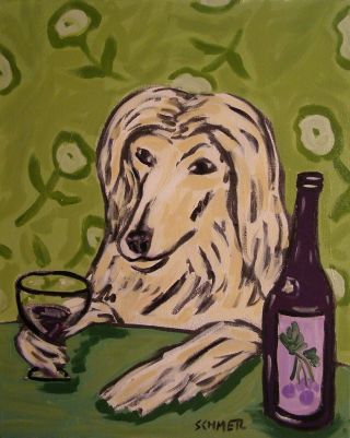 Afghan Hound Wine 8.  5x11 Glossy Photo Art Print Jschmetz